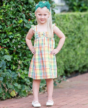 Load image into Gallery viewer, Rainbow Gingham Flutter Bow Dress
