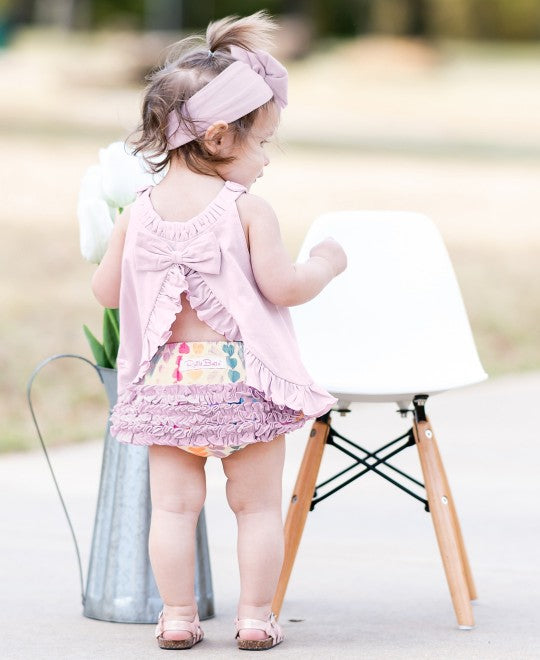 Soft Lilac Knit Ruffle Swing Top