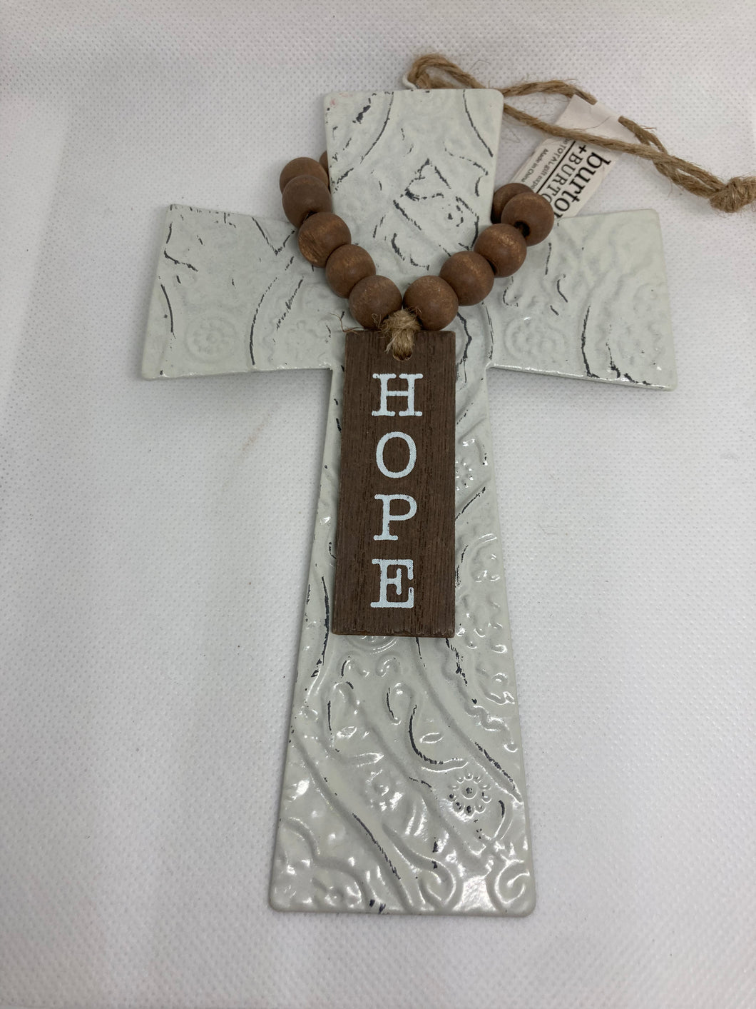 Hope Embossed Cross Ornament