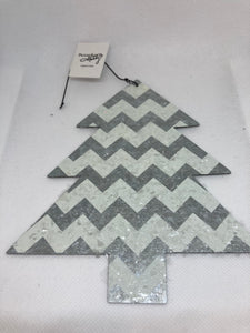 White Chevron Tree Ornament