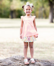Load image into Gallery viewer, Pink Flutter Square Neck Top &amp; Stripe Ruffle Bloomer Set
